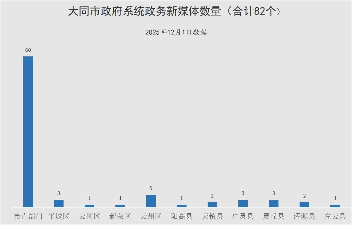 大同市政府系統政務新媒體數量